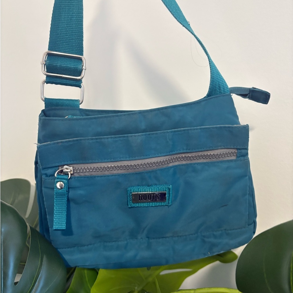 Roots Teal Nylon Crossbody Shoulder Bag